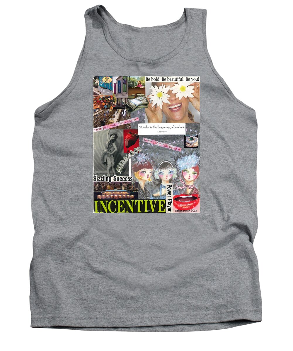 Collage Art Tank Top featuring the mixed media Playing For Keeps by Susan Schanerman