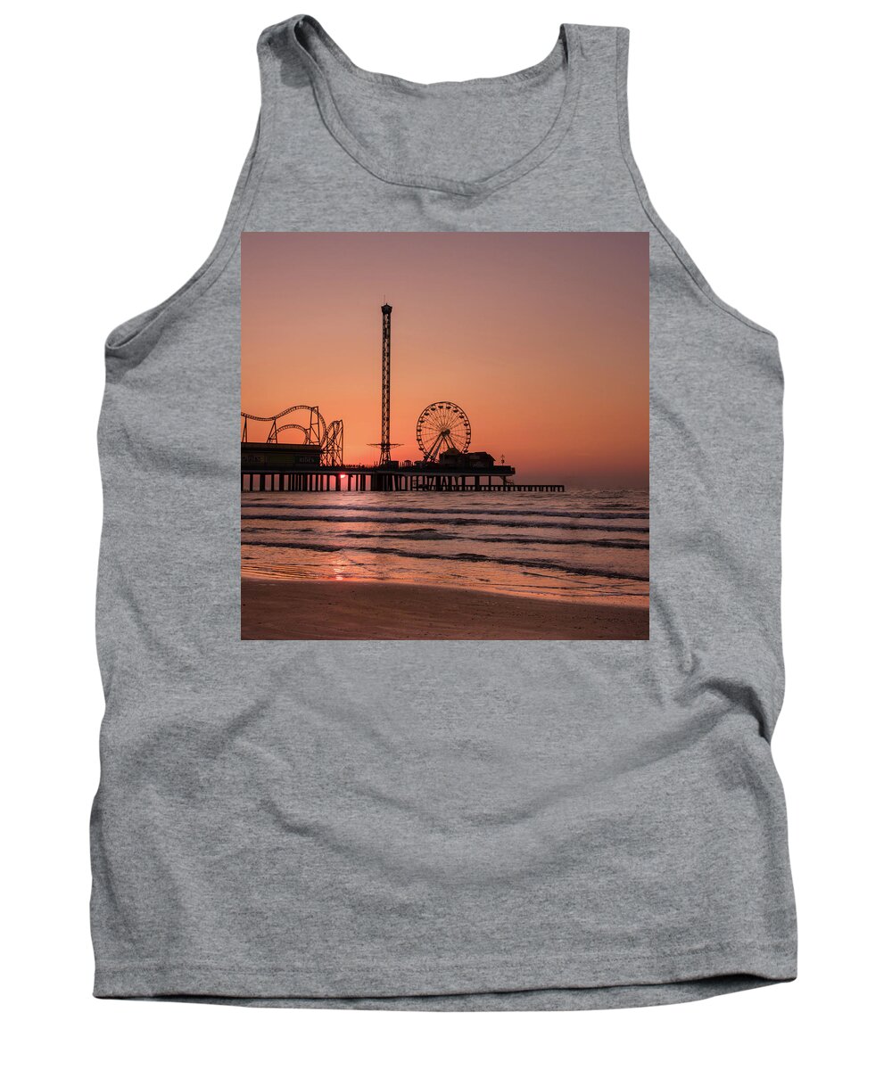 Galveston Tank Top featuring the photograph Pleasure Pier at Sunrise by James Woody