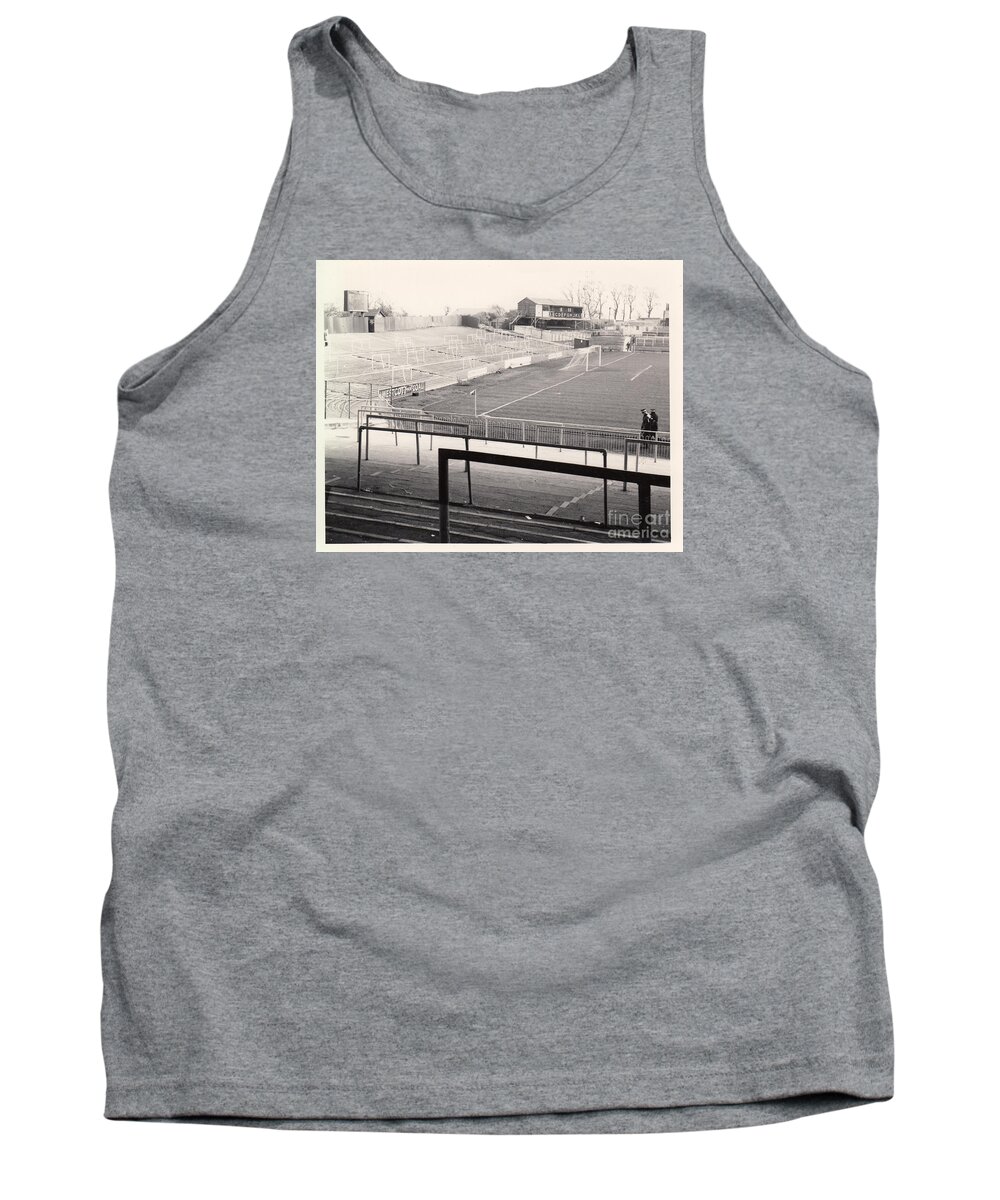  Tank Top featuring the photograph Plymouth Argyle - Home Park -Barn Park End 1 - BW - 1960s by Legendary Football Grounds