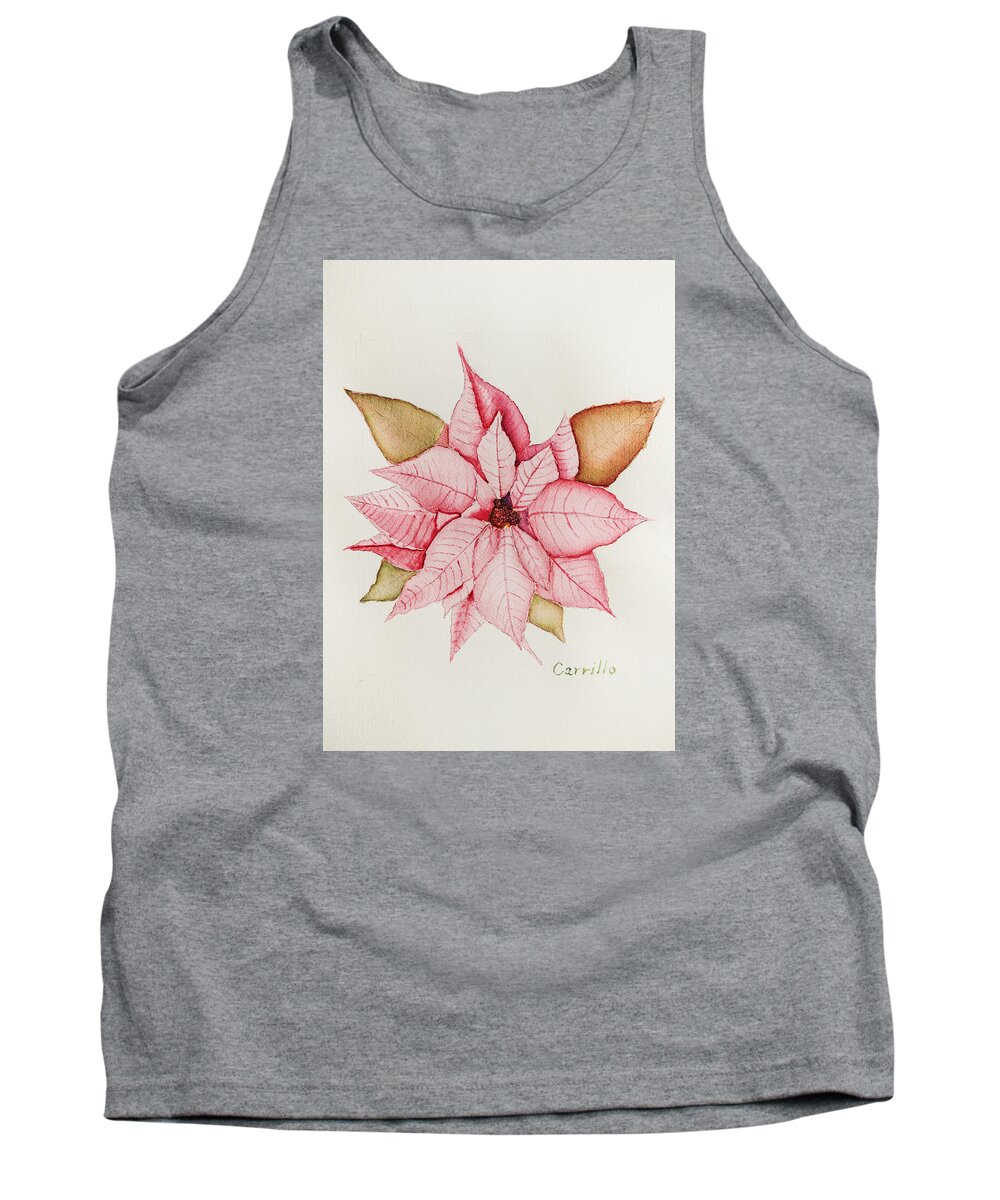 Poinsettia Tank Top featuring the painting Poinsettia Pink Celebration by Ruben Carrillo