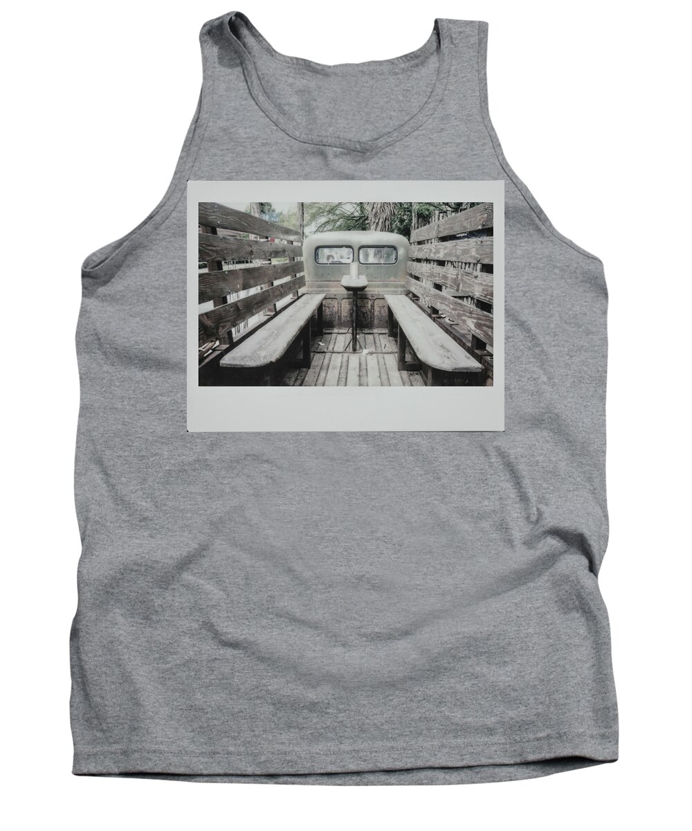 Polaroid Tank Top featuring the photograph Polaroid Image-Old Truck Bench Seats by Greg Kopriva