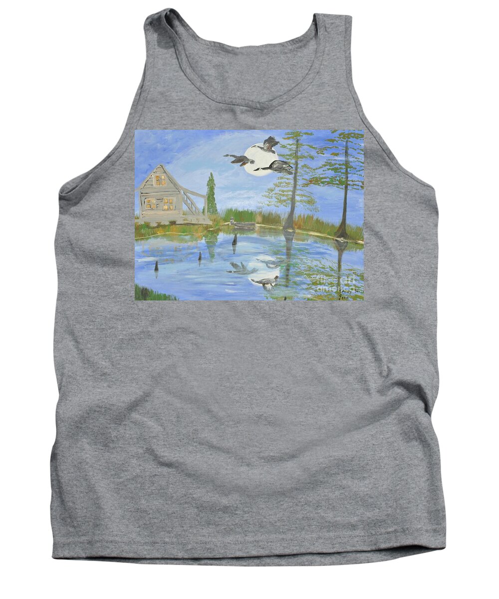 Pond Tank Top featuring the painting Pond in Acadiana by Seaux-N-Seau Soileau