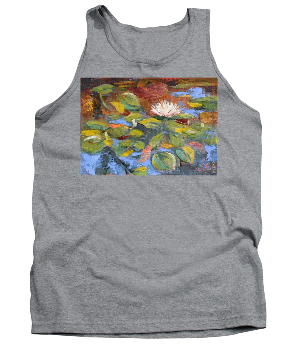 Pond Tank Top featuring the painting Pond Play by Trina Teele