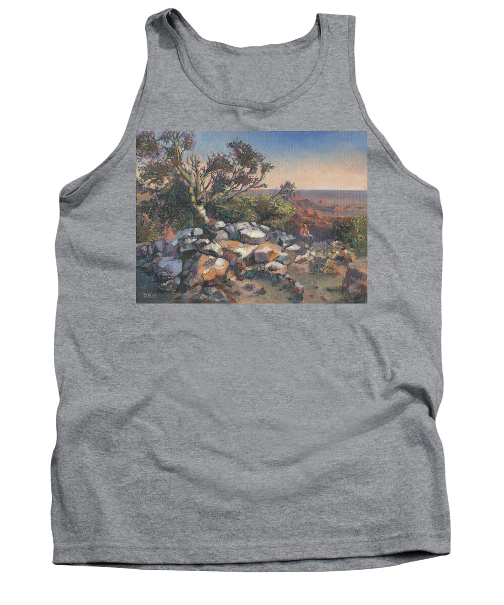 Canyon Tank Top featuring the painting Pondering by the Canyon by David Bader