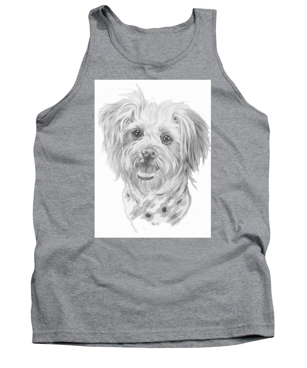 Designer Dog Tank Top featuring the drawing Pooranian by Barbara Keith