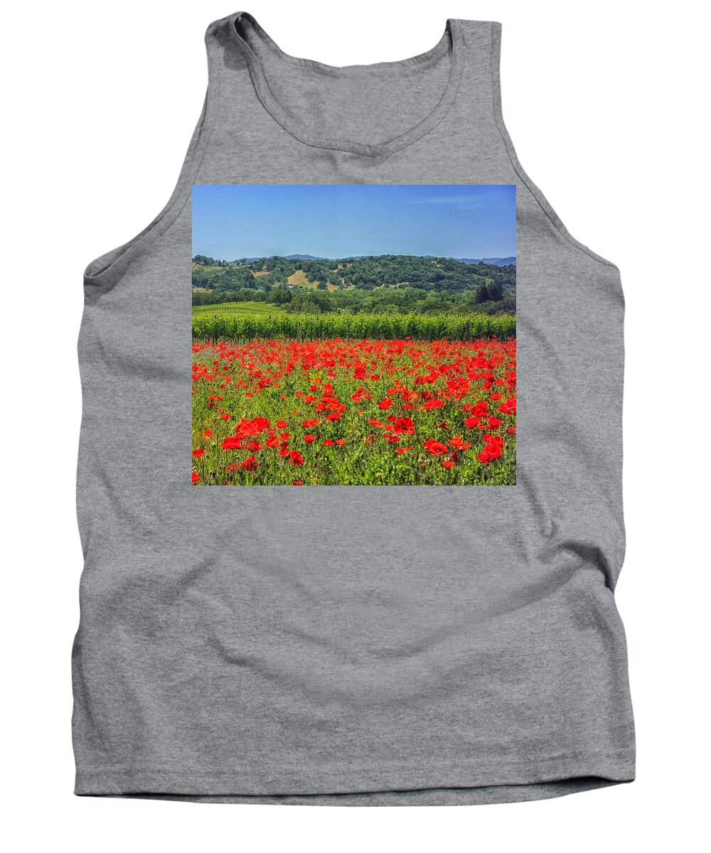 California Tank Top featuring the photograph Poppy vineyards by Sylvia J Zarco