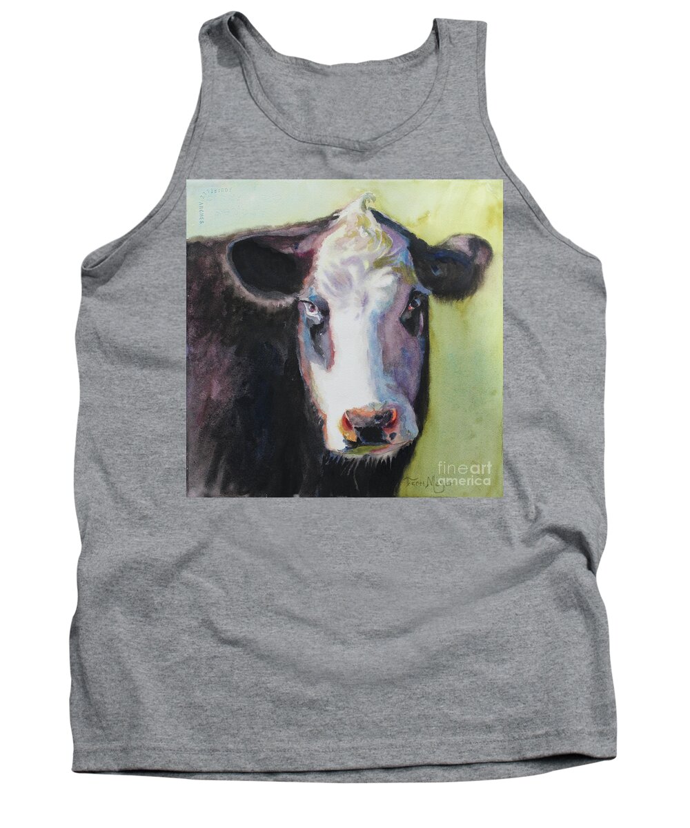 Cow Portrait Tank Top featuring the painting Portrait of a Cow by Terri Meyer