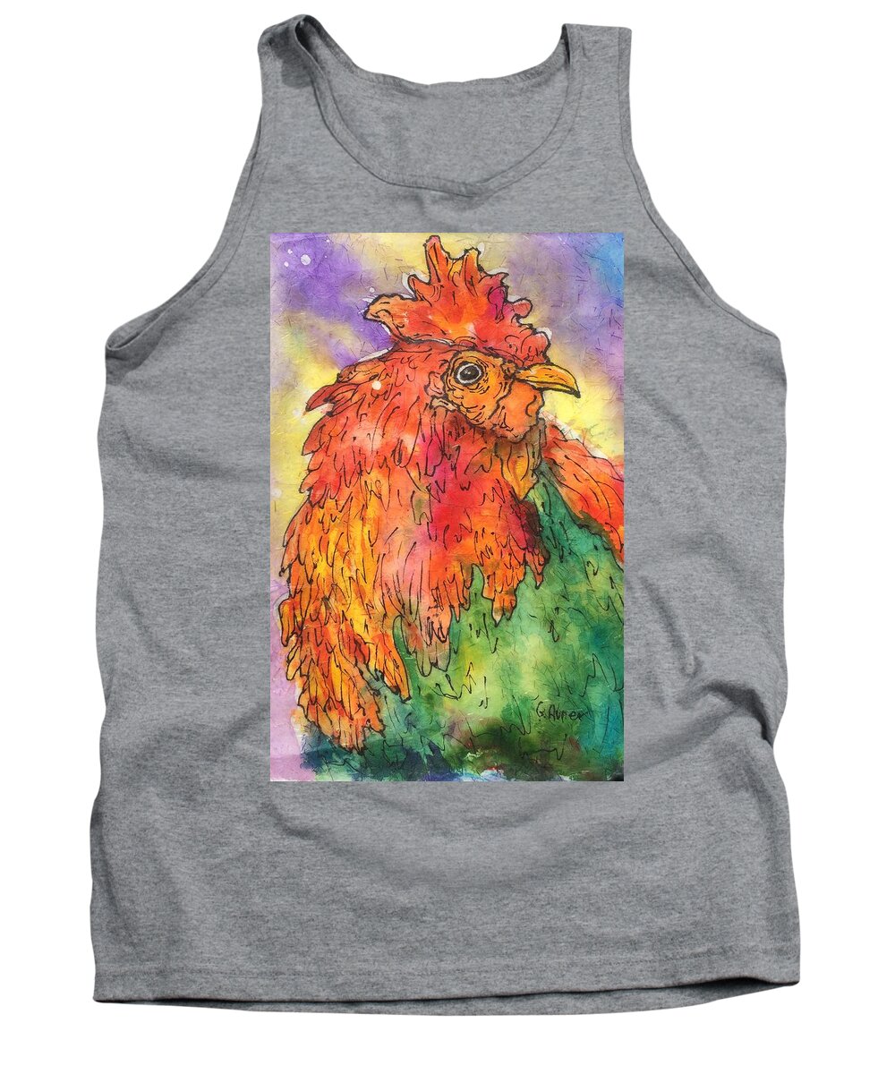 Rooster Tank Top featuring the painting Portrait of a King by Gloria Avner