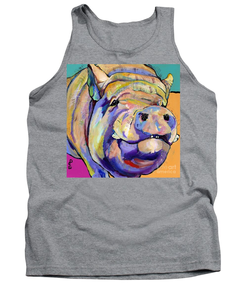 Pig Prints Tank Top featuring the painting Potbelly by Pat Saunders-White
