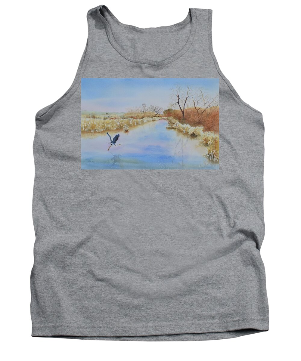 Blue Heron Tank Top featuring the painting Prelude by Celene Terry