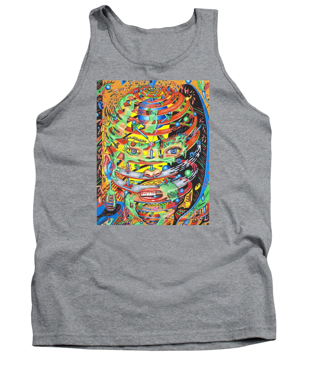 God Tank Top featuring the drawing Primordial Inception of Life at Daybreak by Justin Jenkins
