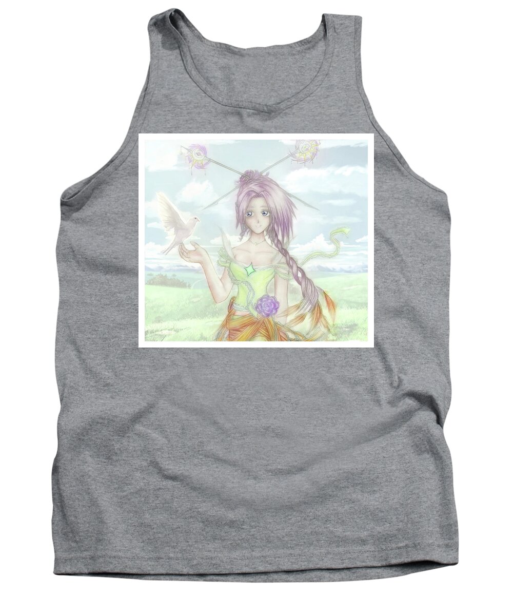 Altiana Tank Top featuring the mixed media Princess Altiana Colour by Shawn Dall