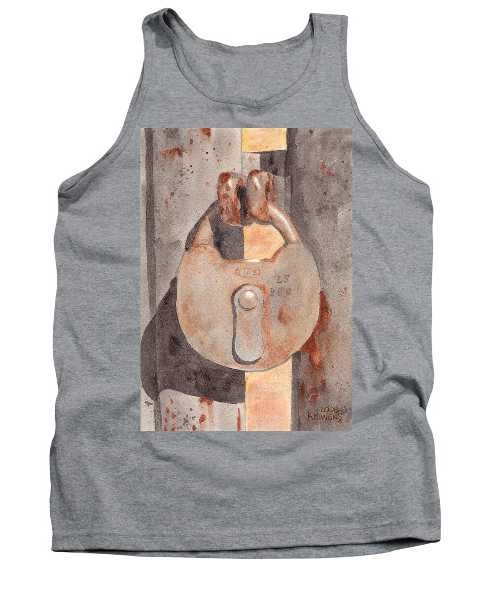 Lock Tank Top featuring the painting Prison Lock by Ken Powers