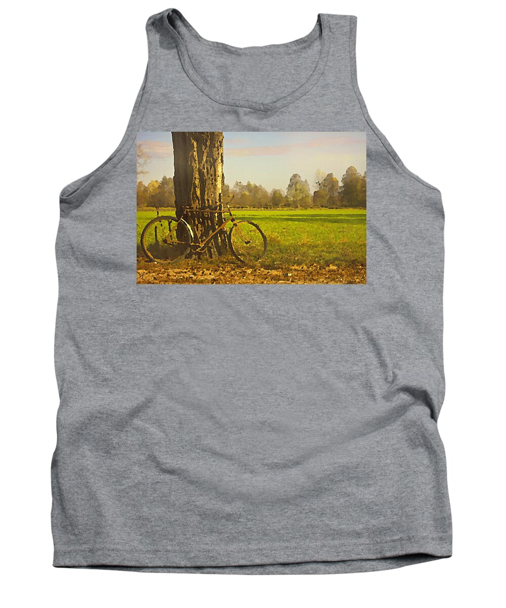 Landscape Tank Top featuring the mixed media Private Parking by Shelli Fitzpatrick