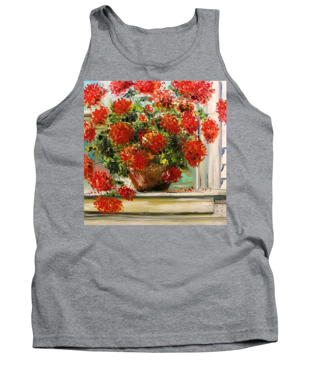 Red Geranium Tank Top featuring the painting Prize Geranium by John Williams