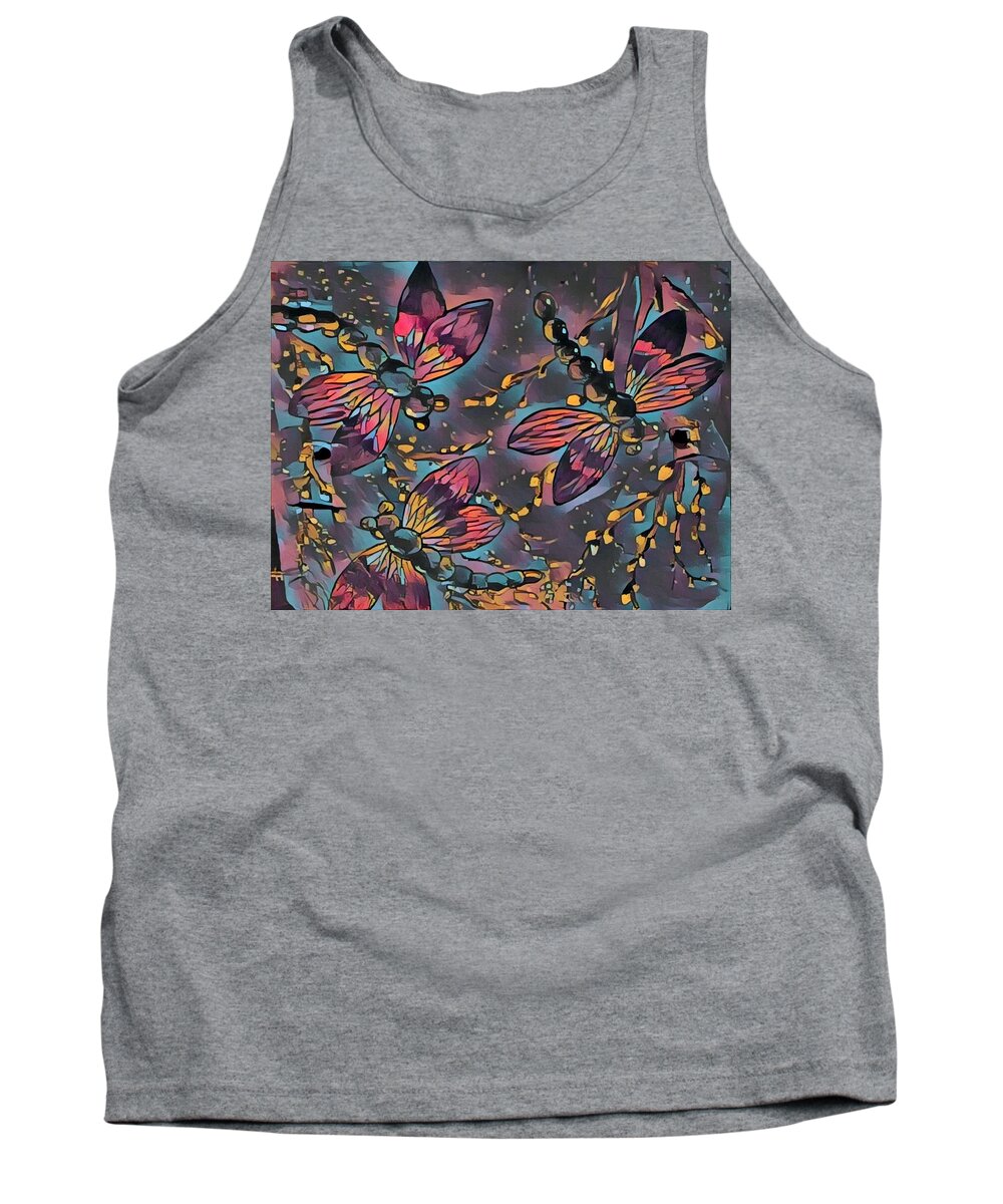 Abstracts Tank Top featuring the painting Psychedelic dragons by Megan Walsh