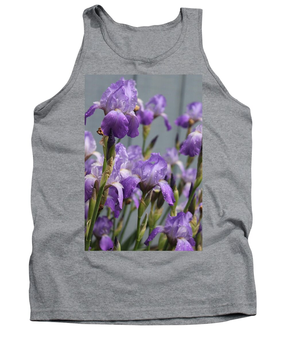 Purple Iris Tank Top featuring the photograph Purple Irises by Lauri Novak