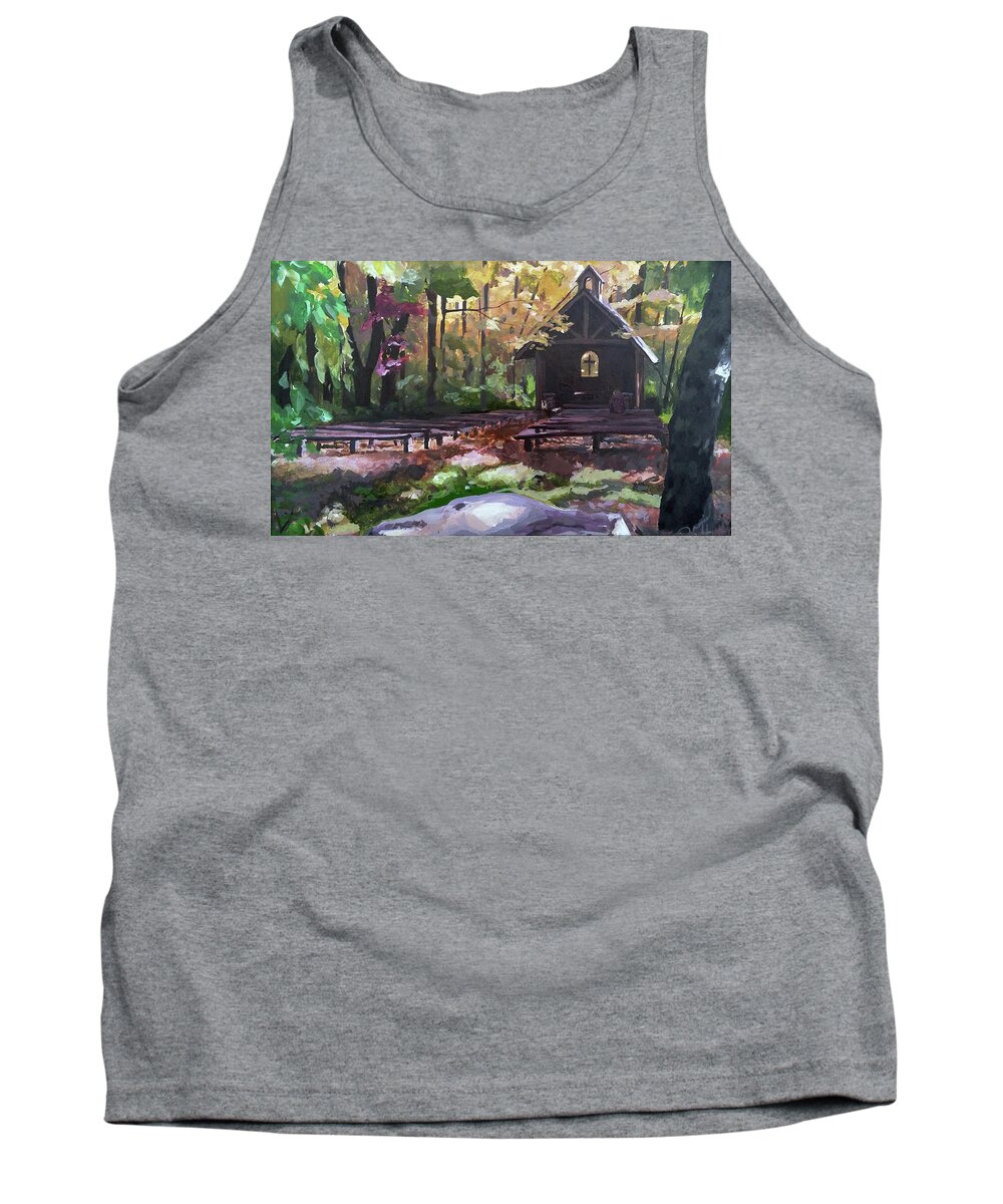 Pvm Tank Top featuring the painting PVM Outdoor Chapel by David Maynard