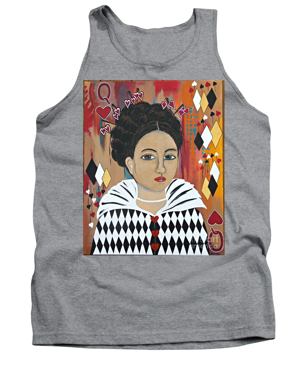 Queen Of Hearts Tank Top featuring the painting Queen of Hearts by Jean Fry