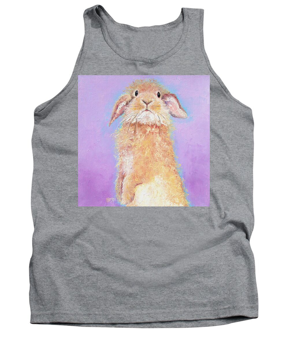 Bunny Tank Top featuring the painting Rabbit Painting - Babu by Jan Matson