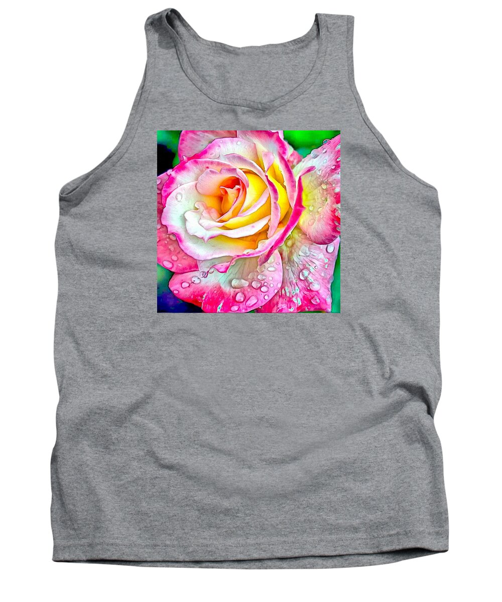 Rose Tank Top featuring the digital art Radiant Rose of Peace by Charmaine Zoe