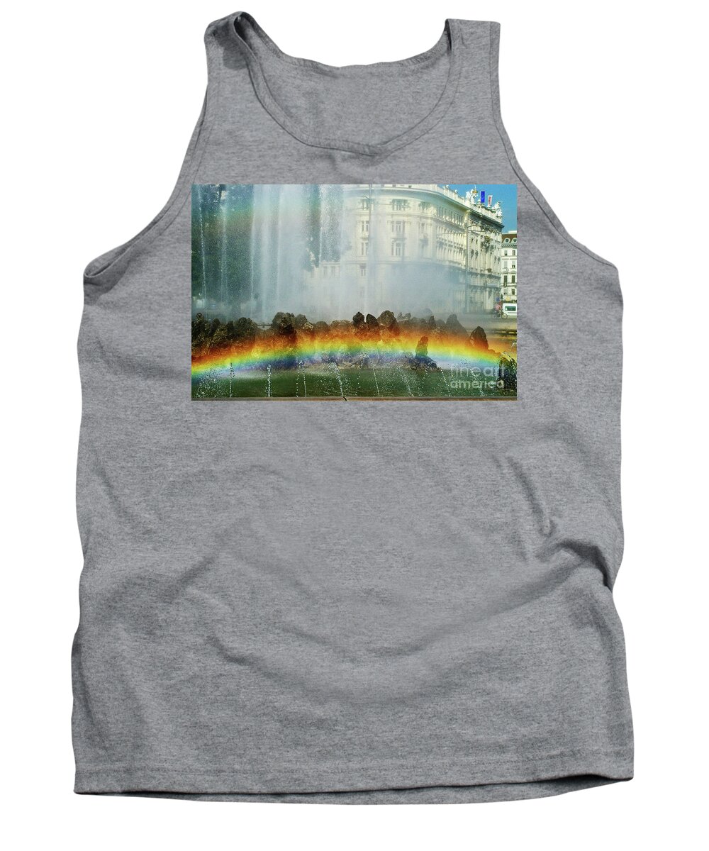 Rainbow Tank Top featuring the photograph Rainbow Fountain in Vienna by Mariola Bitner