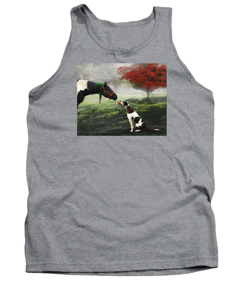 Great Danes Tank Top featuring the photograph Ranch Pals by Melinda Hughes-Berland