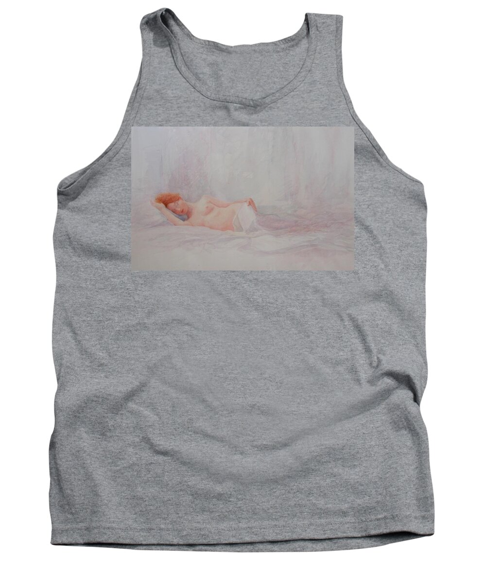 Reclining Nude Tank Top featuring the painting Reclining Nude 4 by David Ladmore