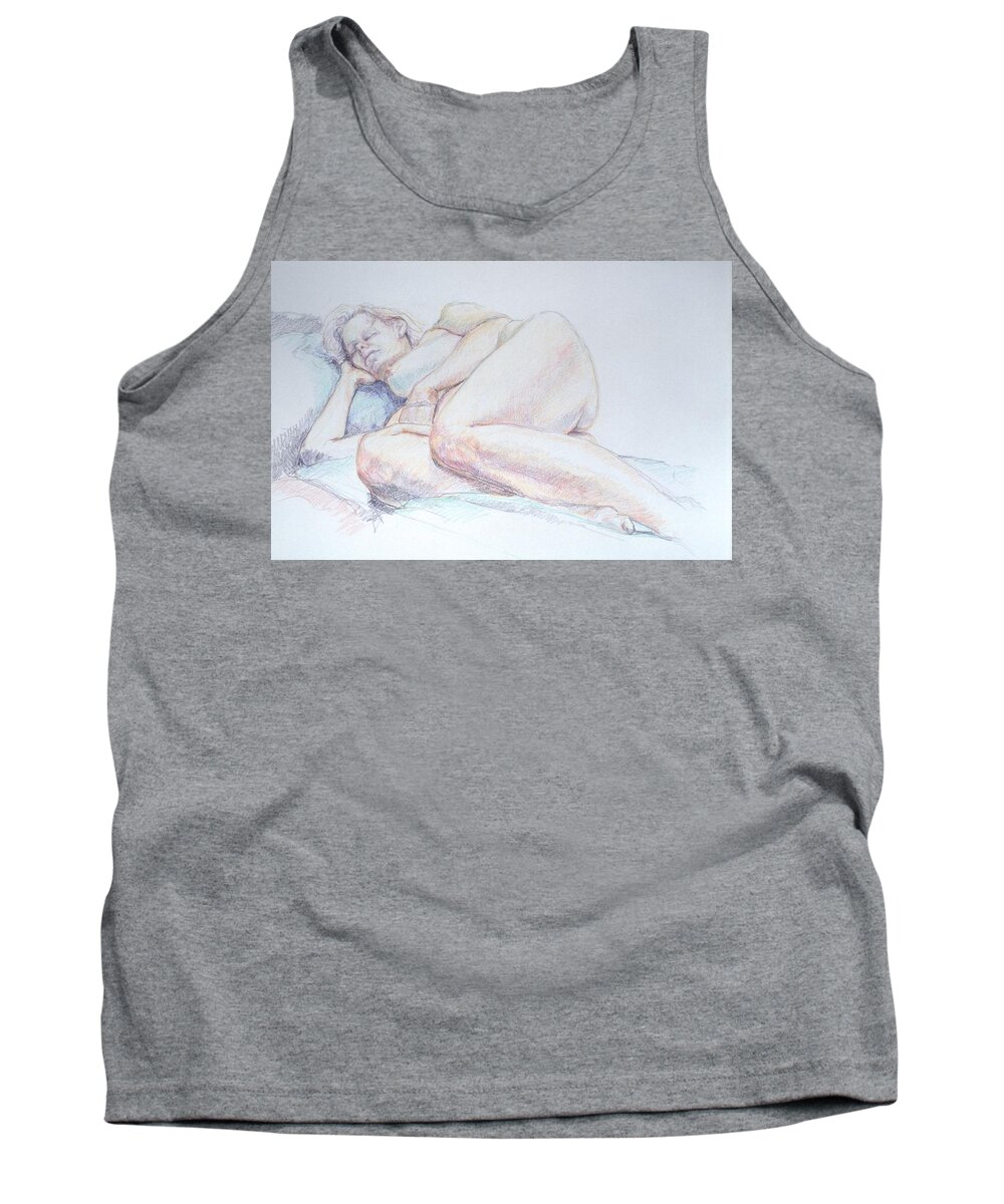 Full Figure Tank Top featuring the painting Reclining Study 2 by Barbara Pease