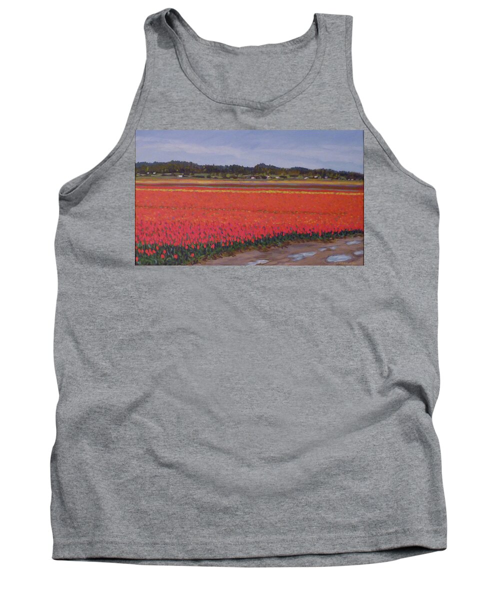 Landscape Tank Top featuring the painting Red and Orange Tulips by Stan Chraminski