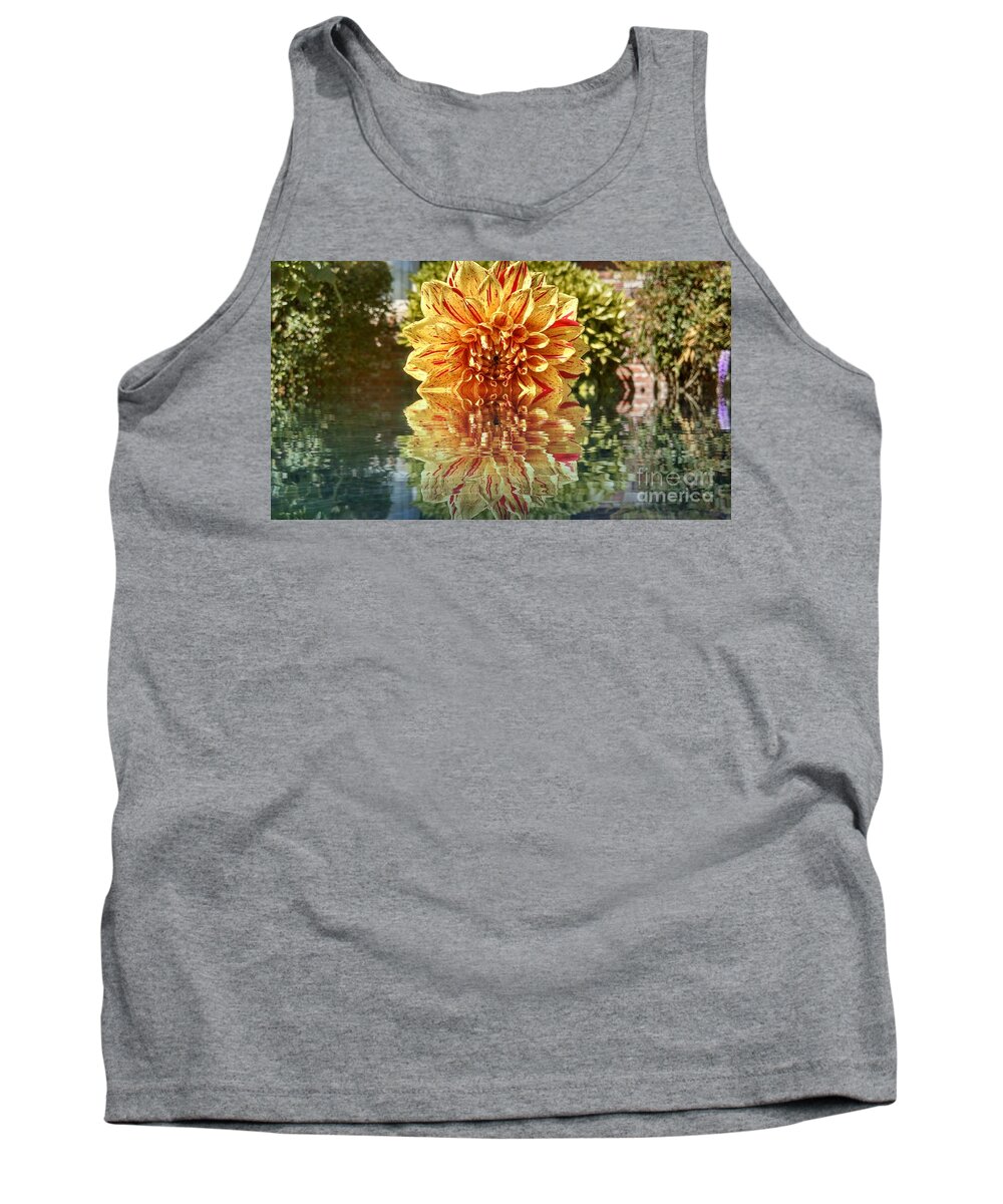 Digital Tank Top featuring the digital art Red and yellow reflection by Steven Wills