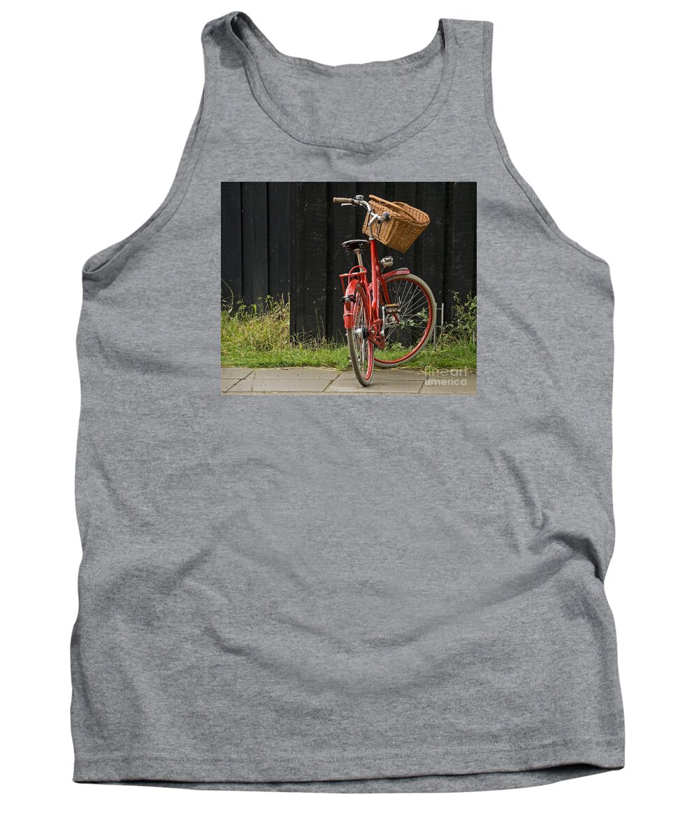 Bike Tank Top featuring the photograph Red Bike by Inge Riis McDonald
