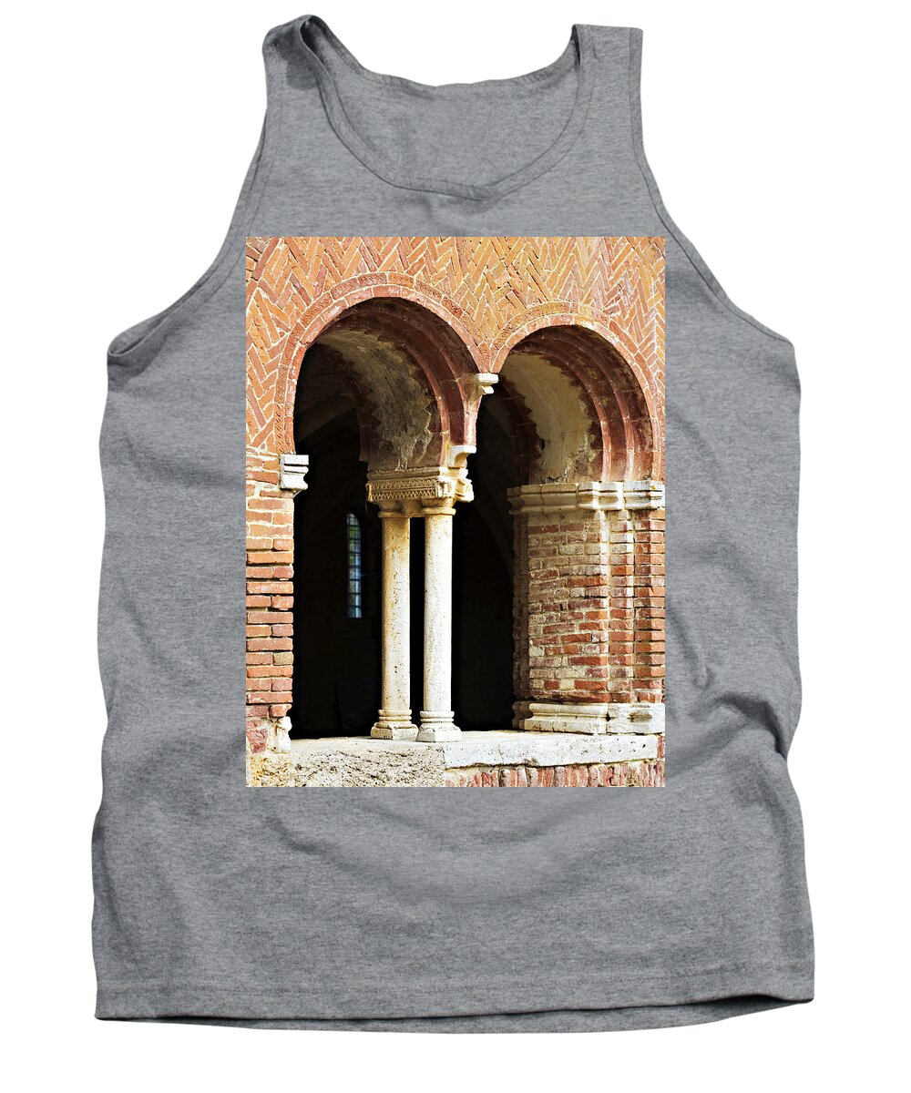 Red Tank Top featuring the photograph Red Brick Arches regular by Marilyn Hunt