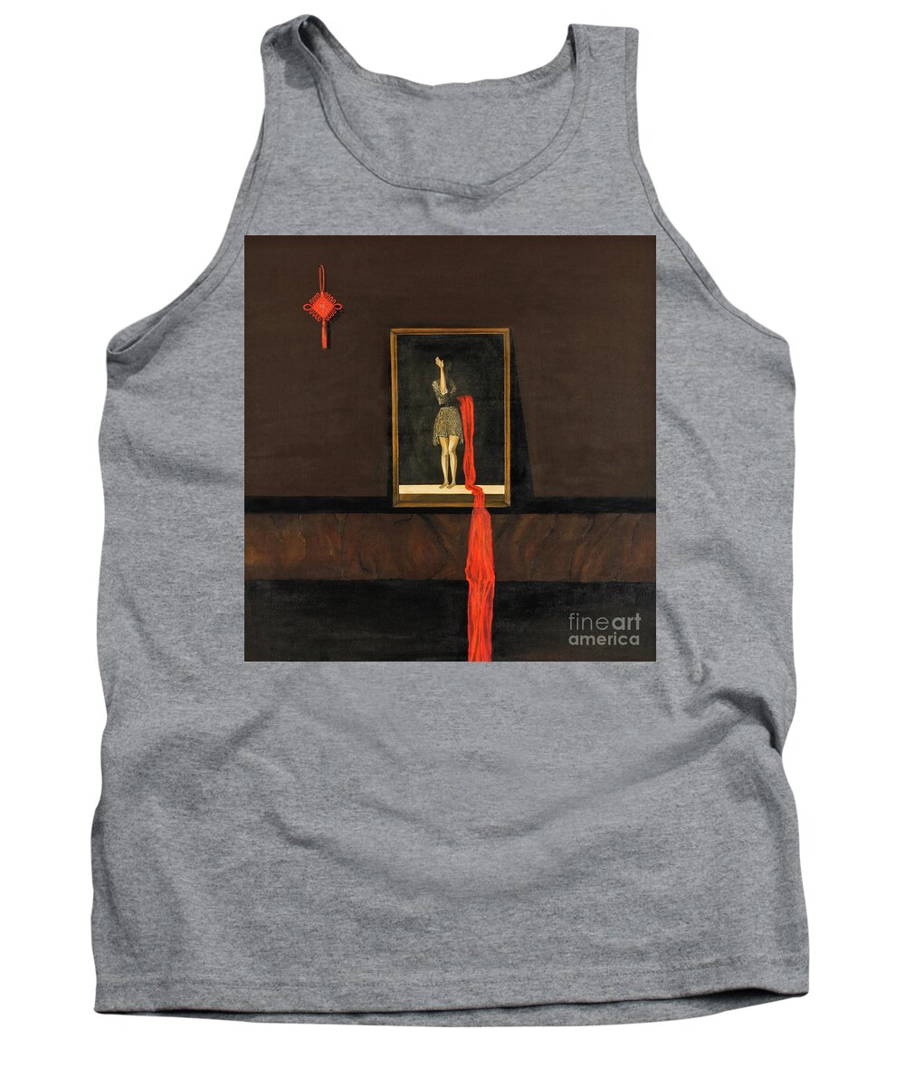 Contemporary Tank Top featuring the painting Red Echo by Fei A