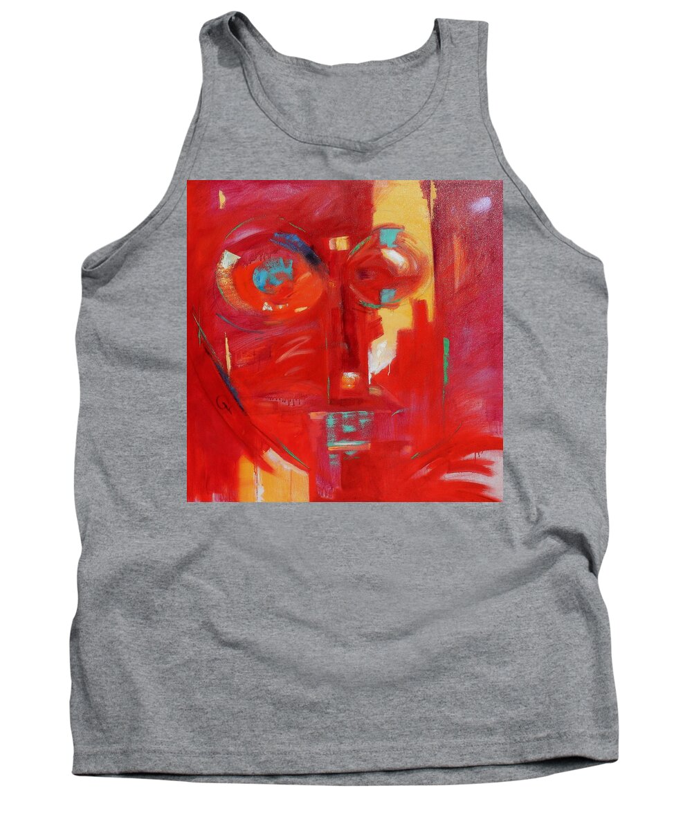 Abstract Tank Top featuring the painting Red Face by Gary Coleman