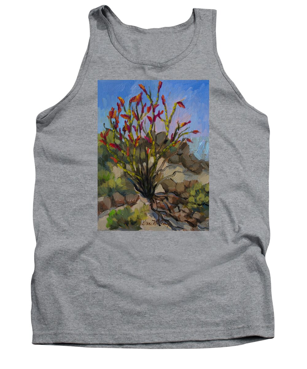 Ocotillo Tank Top featuring the painting Red Flame Ocotillo 5 by Diane McClary