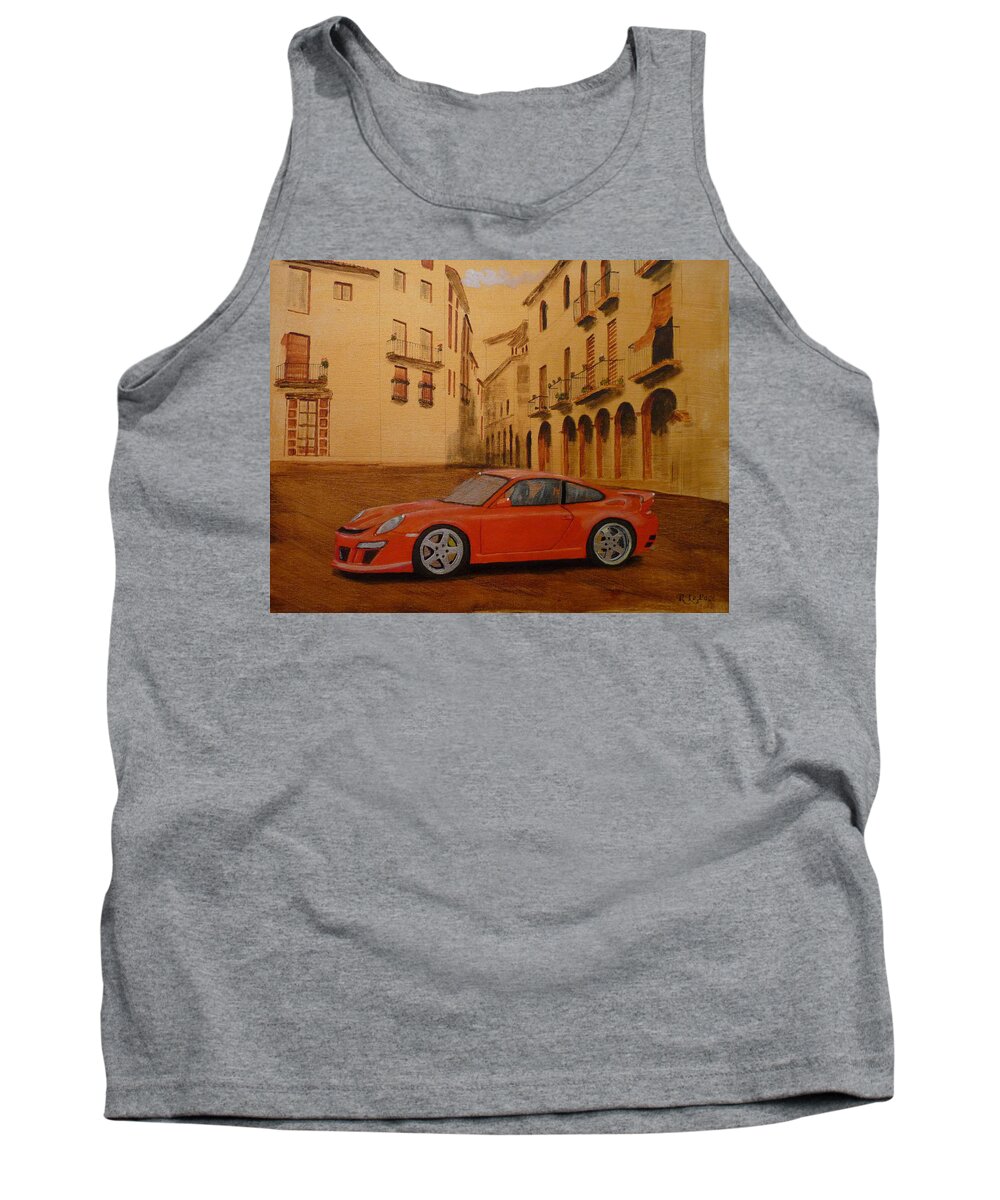Car Tank Top featuring the painting Red GT3 Porsche by Richard Le Page