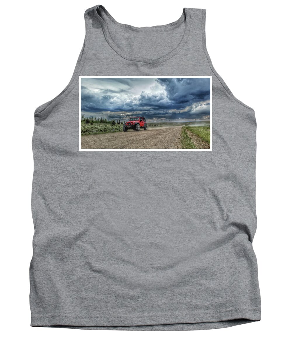 Red Tank Top featuring the photograph Red Jeep Ride by Christopher Thomas