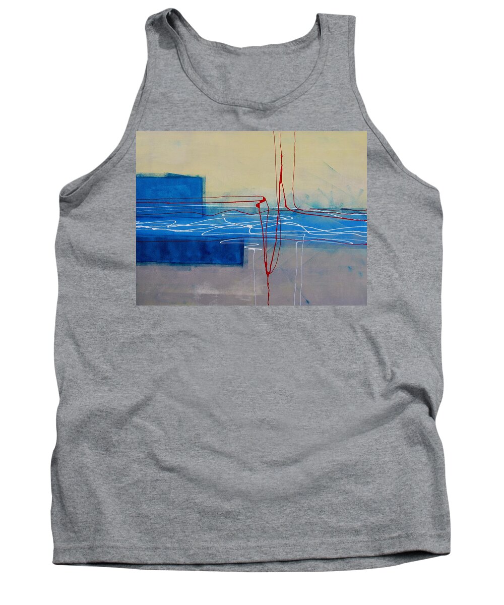 Painting Tank Top featuring the painting Red Lines by Louise Adams