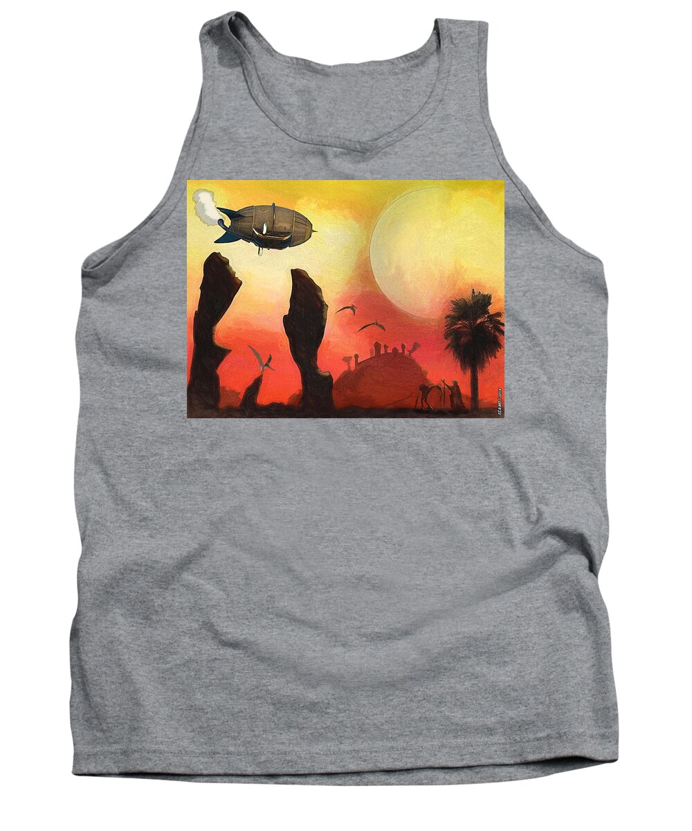 Airship Tank Top featuring the digital art Red Planet by Ken Morris
