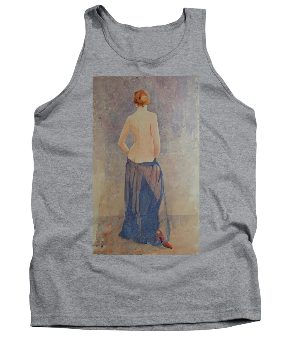 Erotic Tank Top featuring the painting Red Shoe by David Ladmore