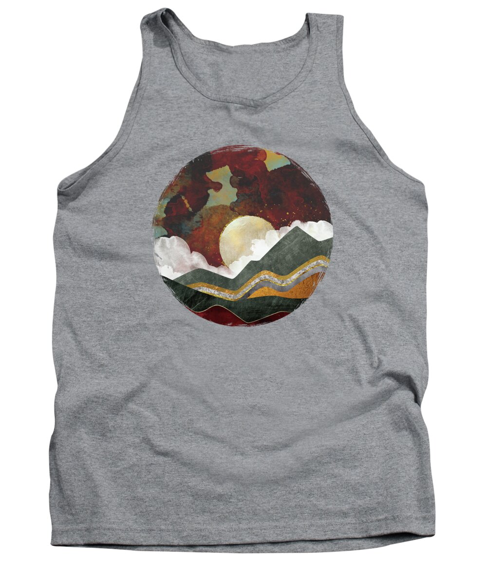Red Tank Top featuring the digital art Red Sky by Spacefrog Designs