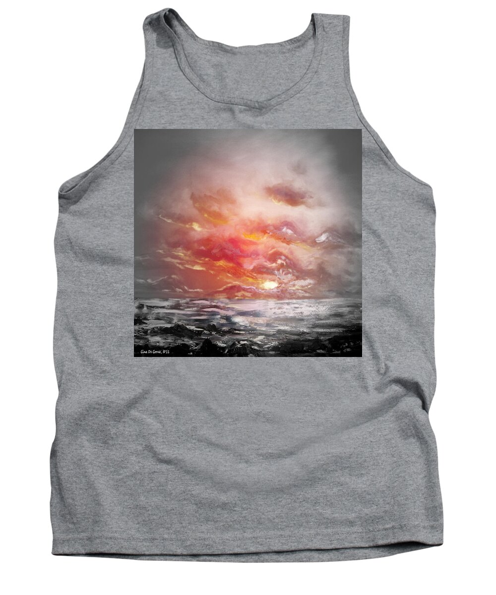 Sunset Tank Top featuring the painting Red Sunset 77 by Gina De Gorna