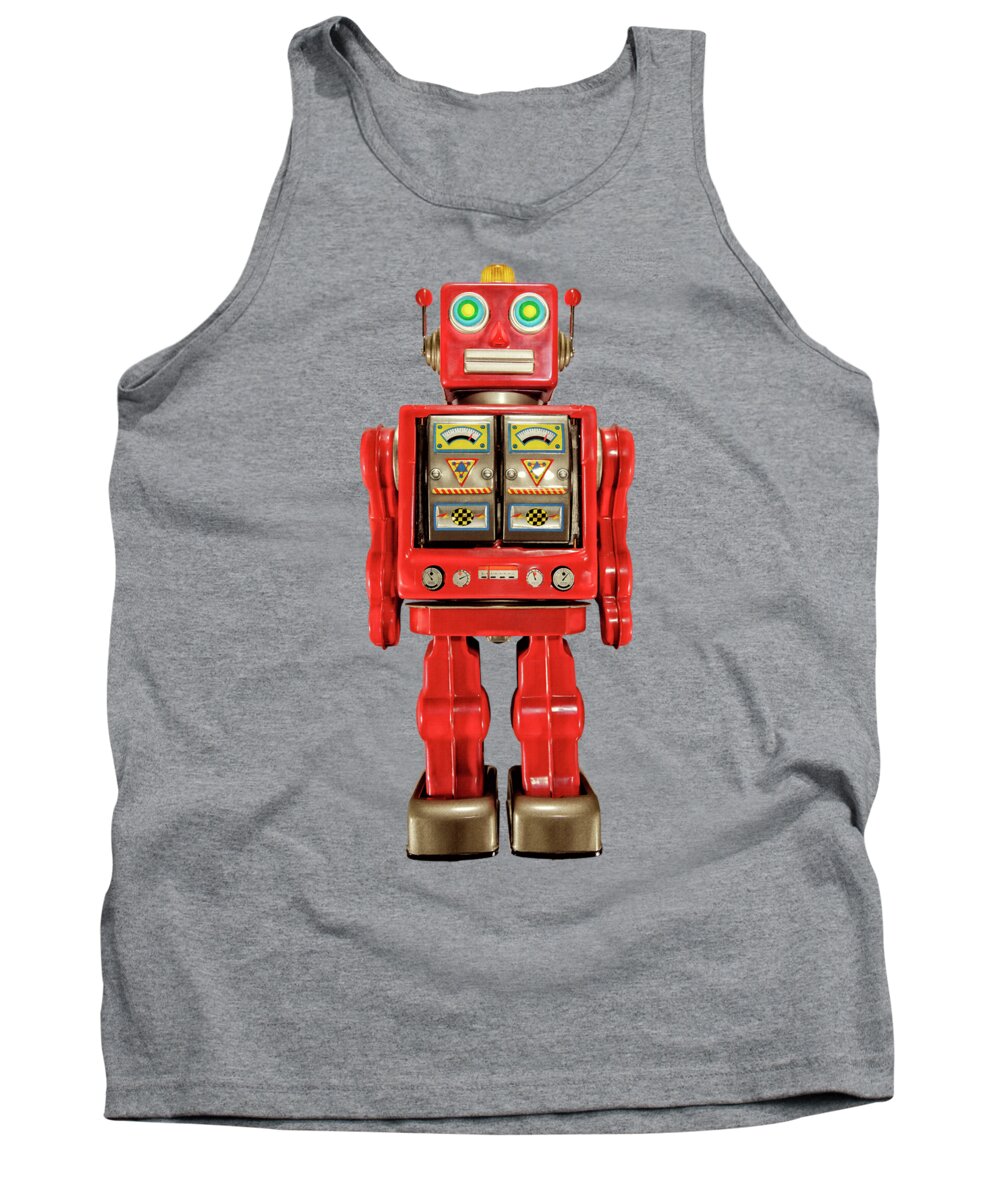 Classic Tank Top featuring the photograph Red Tin Toy Robot Pattern by YoPedro