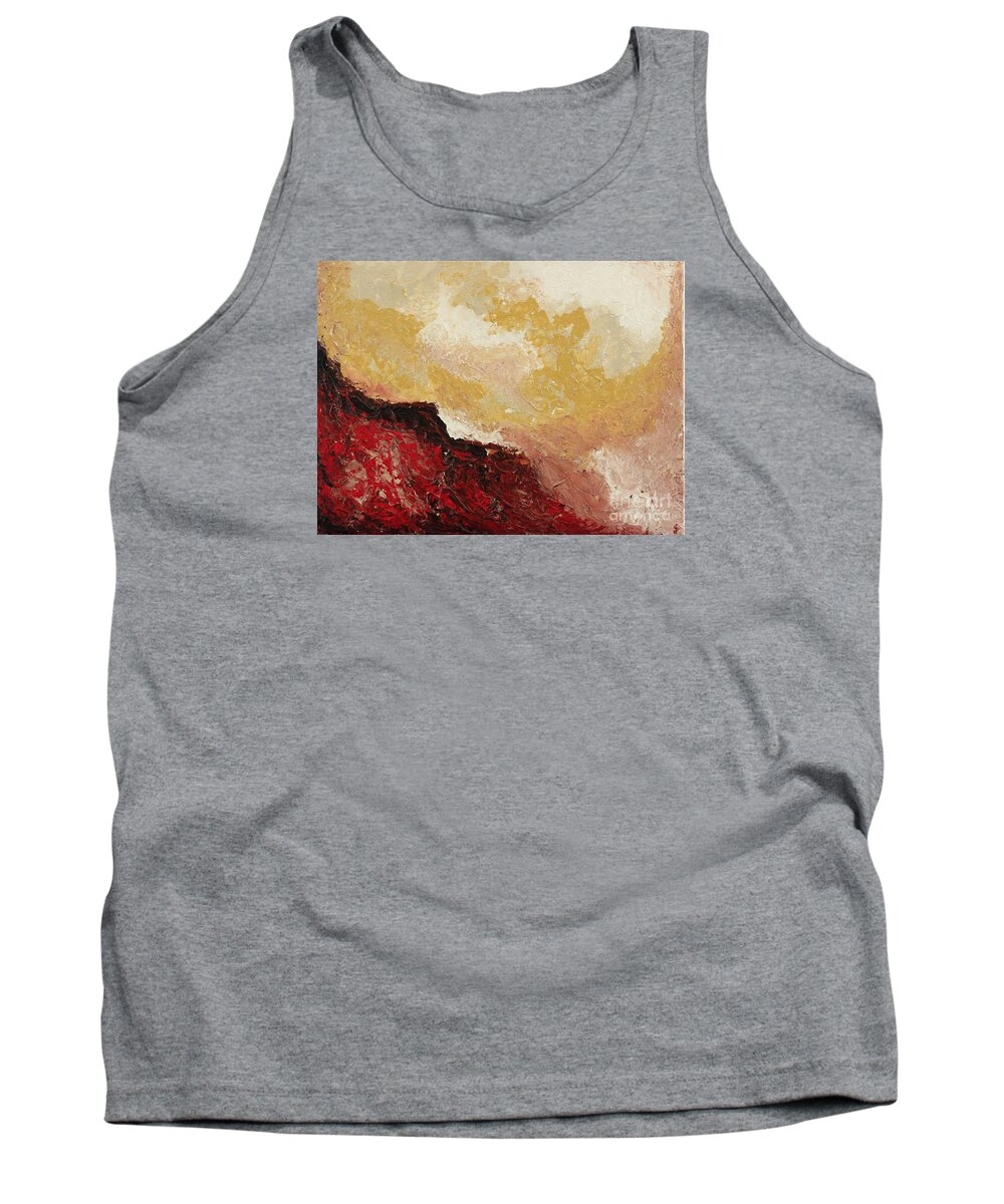 Swirl Tank Top featuring the painting Red Waves by Preethi Mathialagan