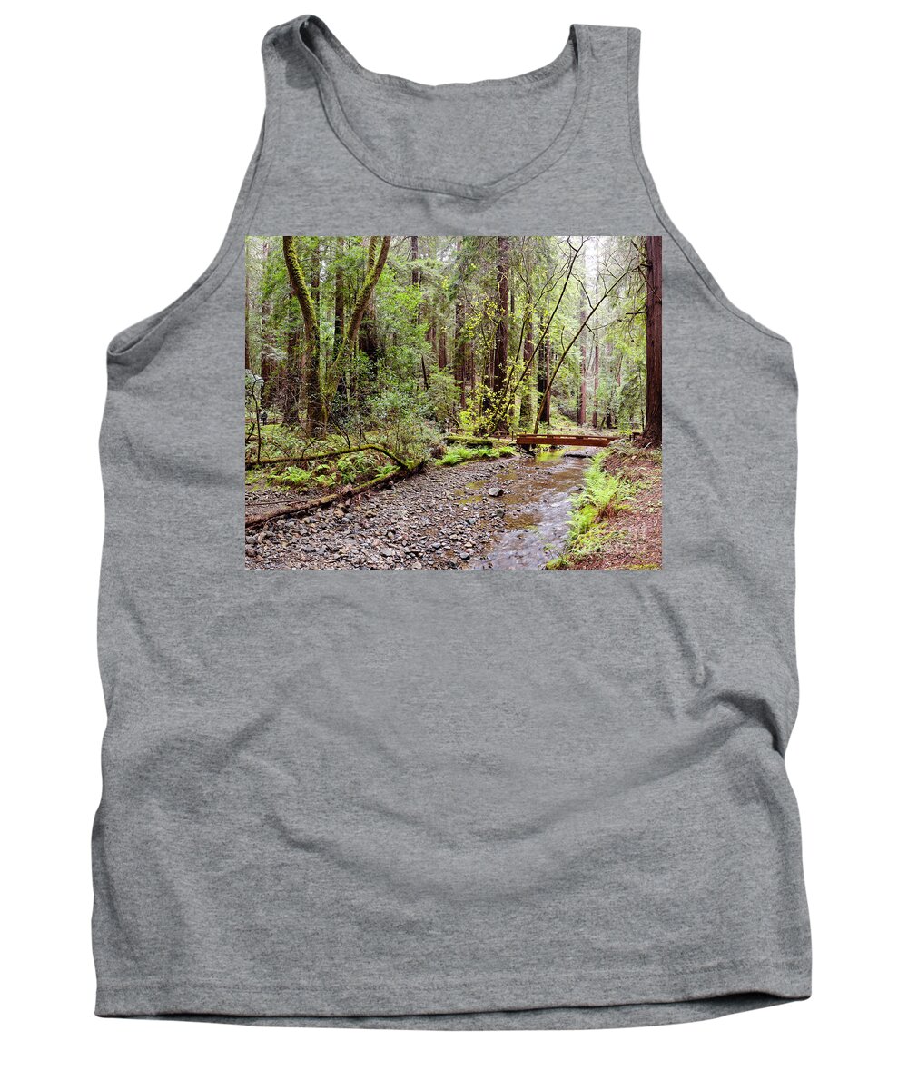 John Tank Top featuring the photograph Redwood Creek Flowing through Muir Woods National Monument - Mill Valley Marin County California by Silvio Ligutti