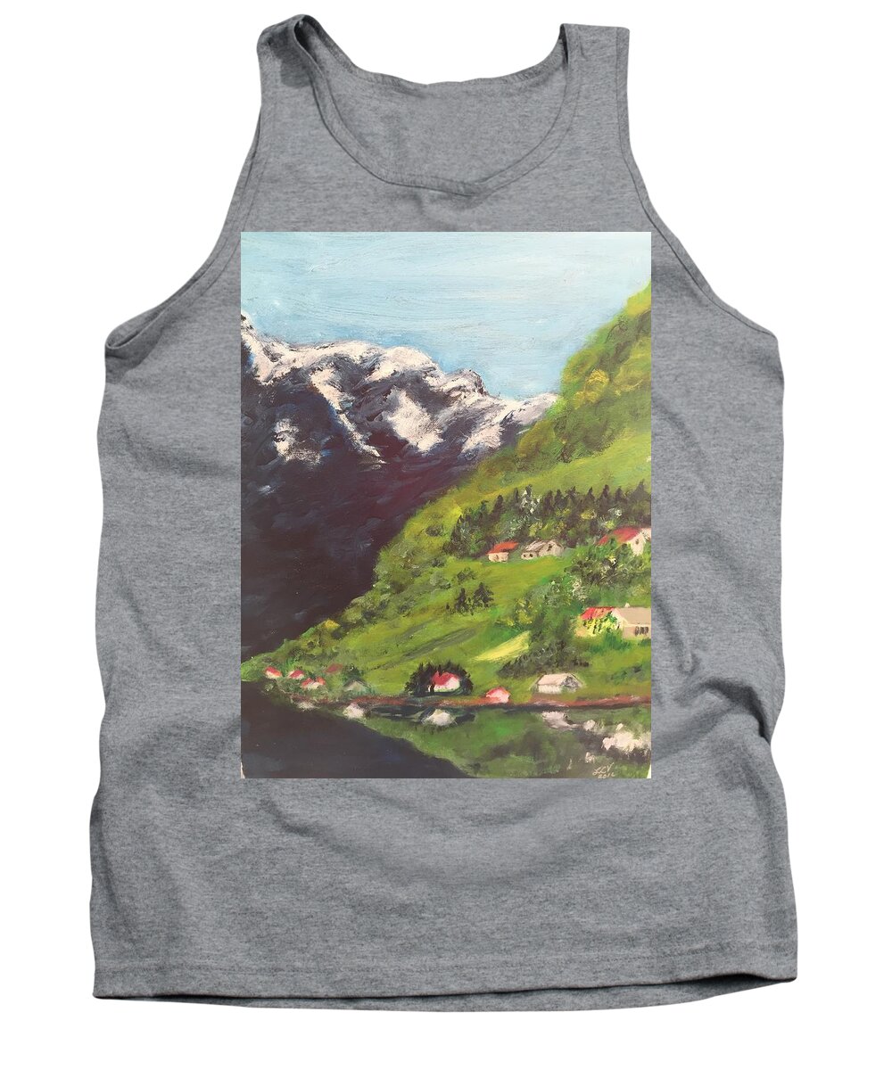 Alps Tank Top featuring the painting Reflection by Lucille Valentino