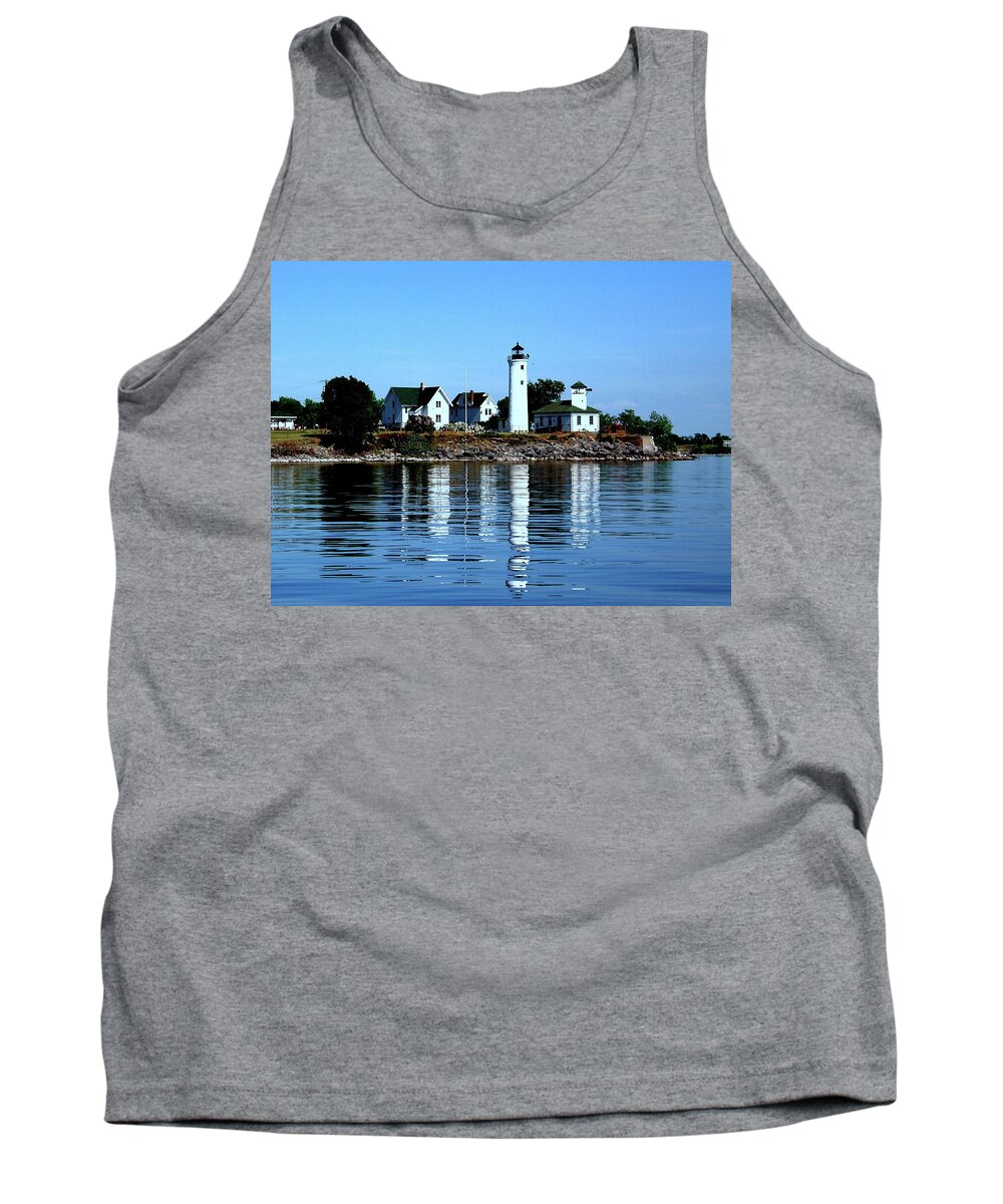 Thousand Islands Tank Top featuring the photograph Reflections at Tibbetts Point Lighthouse by Dennis McCarthy