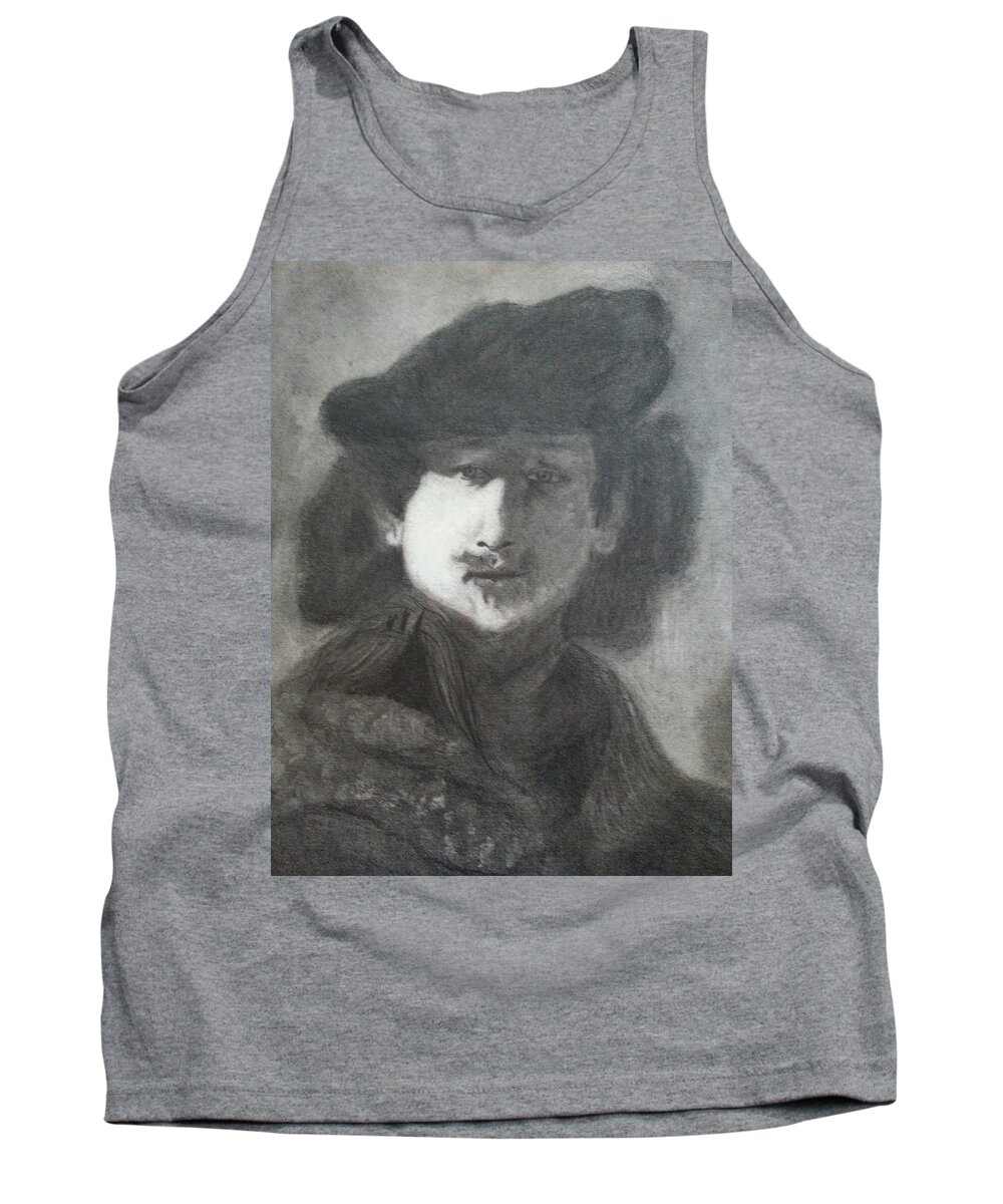 Rembrant Tank Top featuring the drawing Rembrandt by Amelie Simmons