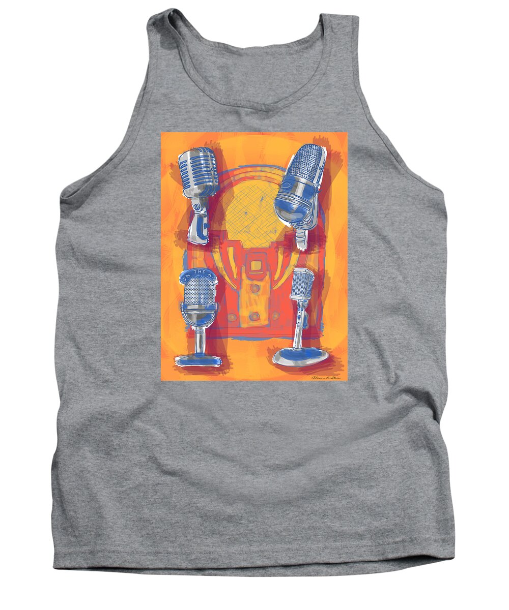Micorphone Tank Top featuring the painting Remembering Radio by Alison Stein